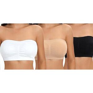 DOCUMO 3Pack Women's Strapless Bra Bandeau Padded Wireless Top Bra Sz. XXL NEW